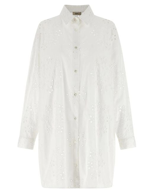 Herno White 'Broderie Anglaise' Shirt