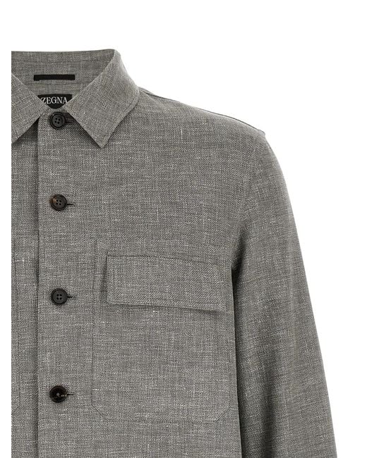 Zegna Gray 'Crossover' Overshirt for men