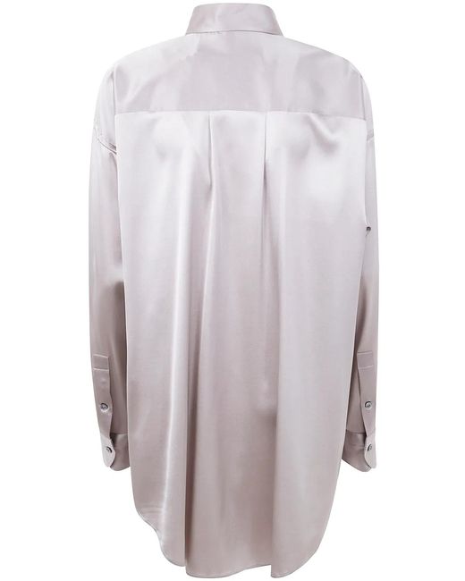 Tom Ford Gray Stretch Silk Satin Relaxed Fit Shirt
