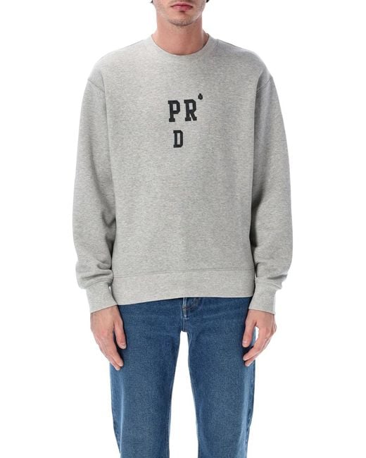 Prada Gray Logo Crewneck Sweatshirt for men