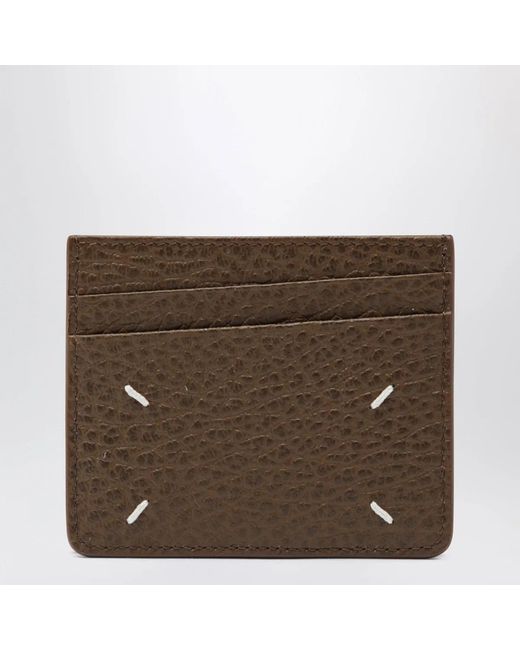 Maison Margiela Brown Four Stitches Calfskin Card Holder for men