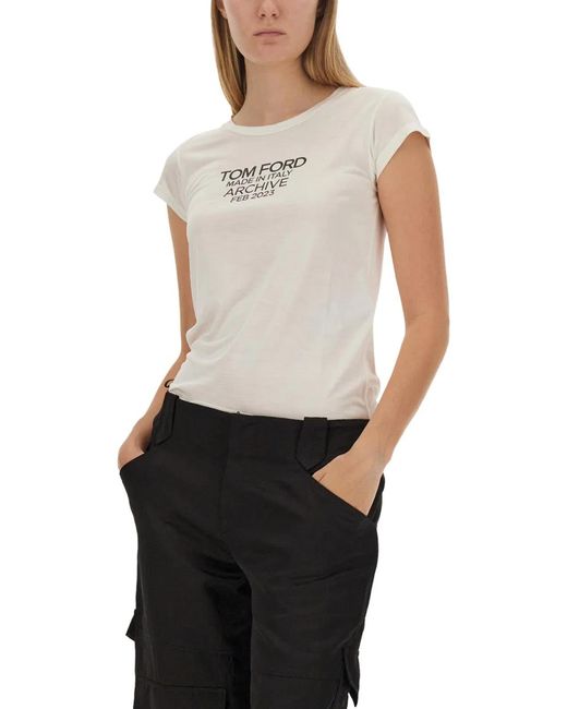 Tom Ford White T-Shirt With Logo