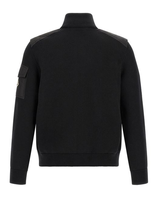 Moncler Black The 'Padded Wool Zip-Up' Cardigan for men