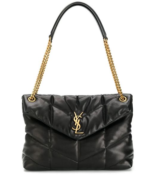 Saint Laurent Black Loulou Puffer Medium Bag