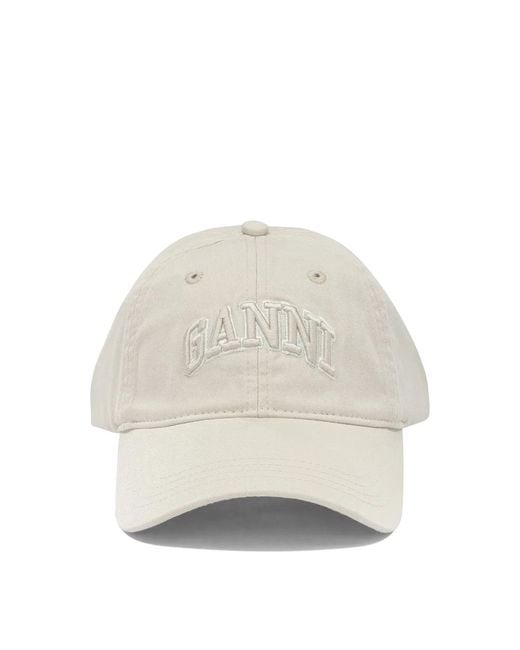 Ganni White Baseball Cap With Logo
