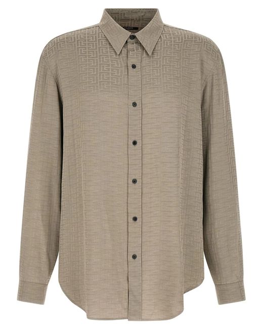 Balmain Natural Jacquard Monogram Shirt Shirt And Blouse for men