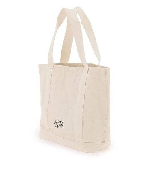 Maison Kitsuné White Maison Kitsuné Fox Head Print Bag