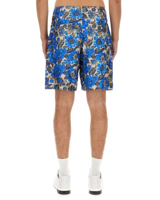 Moschino Couture Blue Short All Over Flower for men
