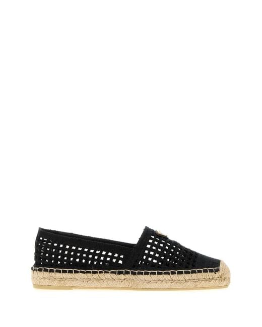 Prada Black Crochet Espadrilles