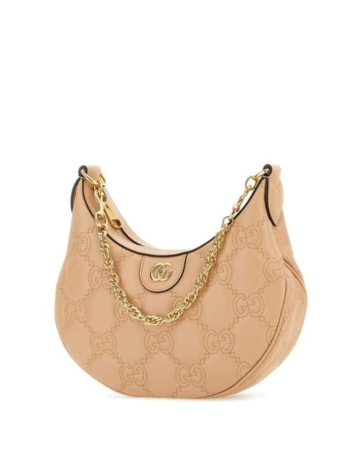 Gucci Natural Powder Leather Small Lion Gg Handbag