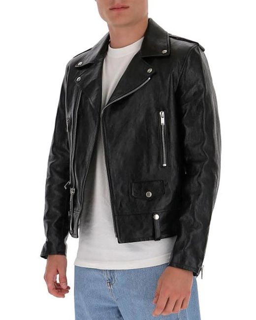 Saint Laurent Black Leather Jacket for men