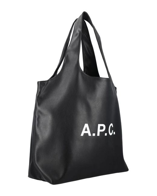 A.P.C. Black Ninon Small Faux Leather Tote