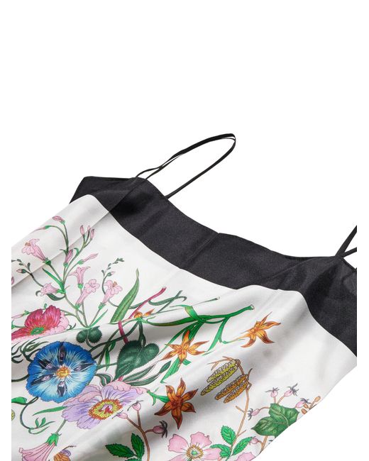 Gucci White Printed Silk Twill Dress