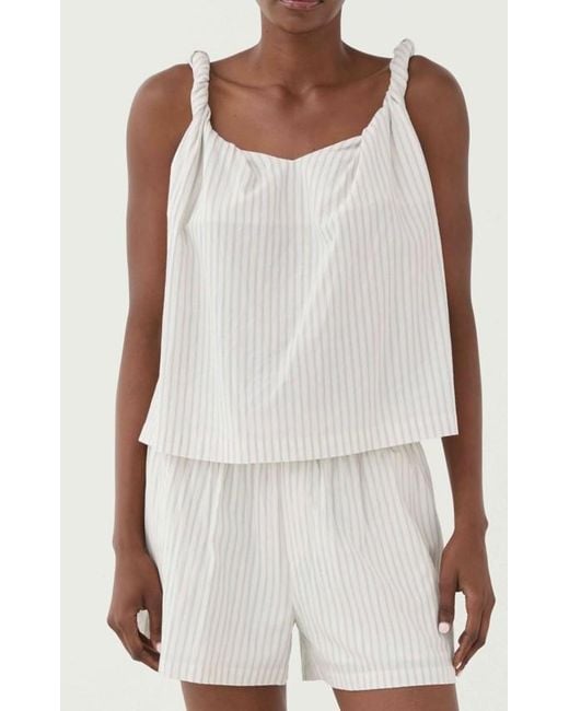 ELEH White Striped Round Neck Top