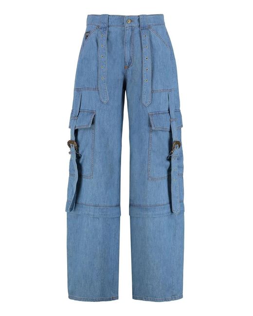 Versace Jeans Couture Blue Cotton Cargo-Trousers