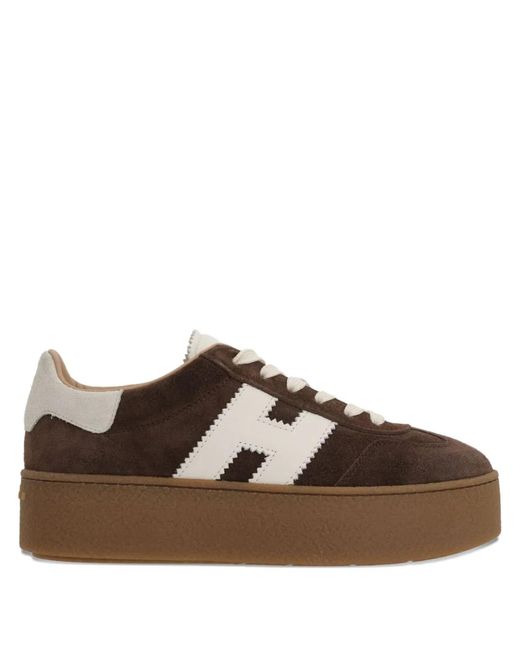 Hogan Brown Dark Leather Flat Shoes