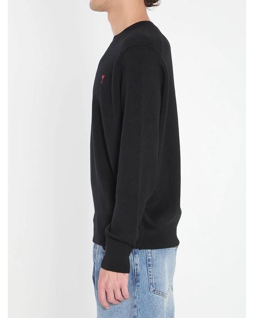 AMI Black Ami De Coeur Sweater for men