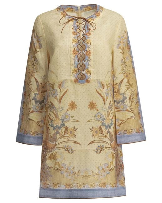 Zimmermann Natural "Indra" Short Dress