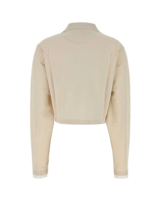 Prada Natural Sand Piquet Polo Shirt