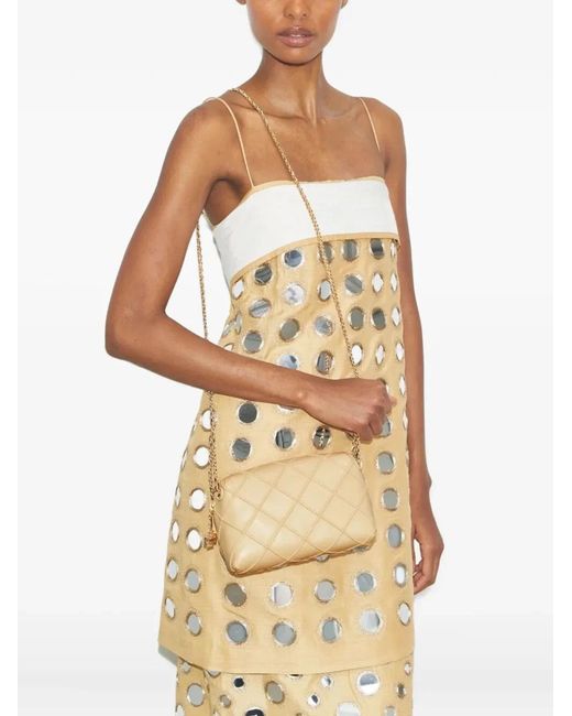 Tory Burch Natural Sesame Diamond Quilted Chain Bag