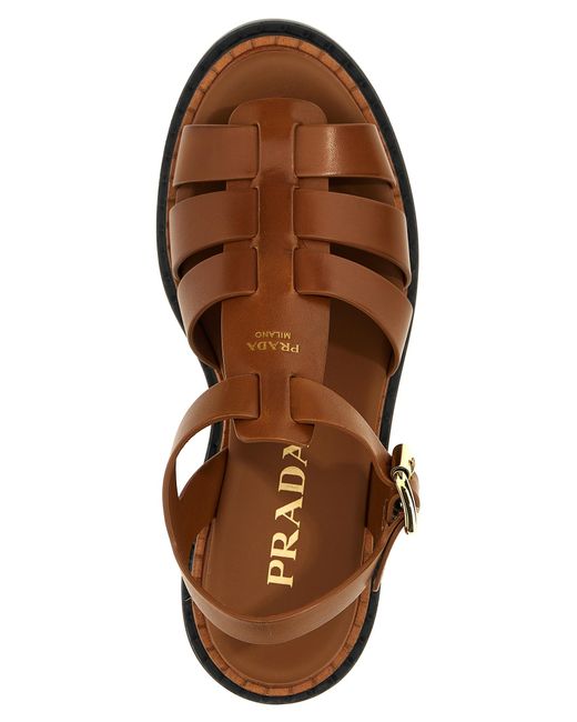 Prada Brown 'Monolith' Sandals