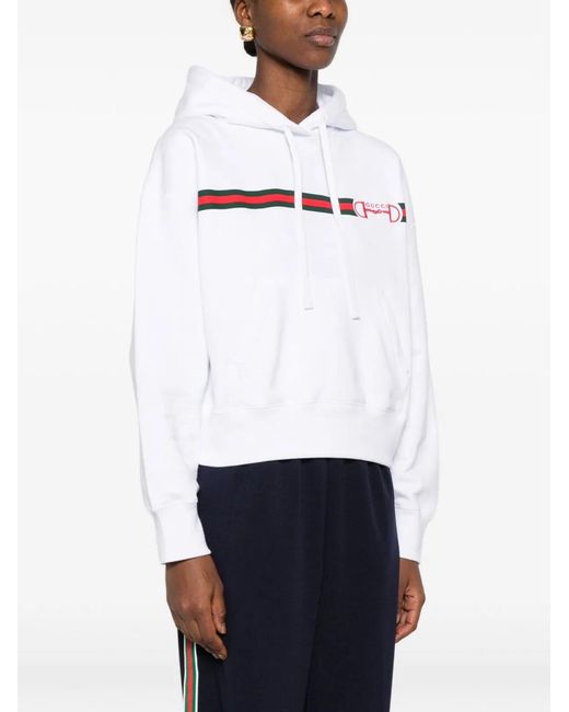 Gucci White Logo Cotton Hoodie