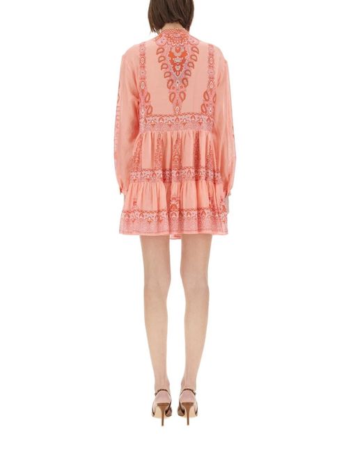 Etro Red Paisley Print Mini Dress