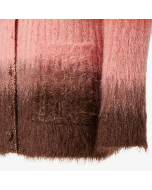 Fendi Brown Gradient Mohair Buttoned Cardigan