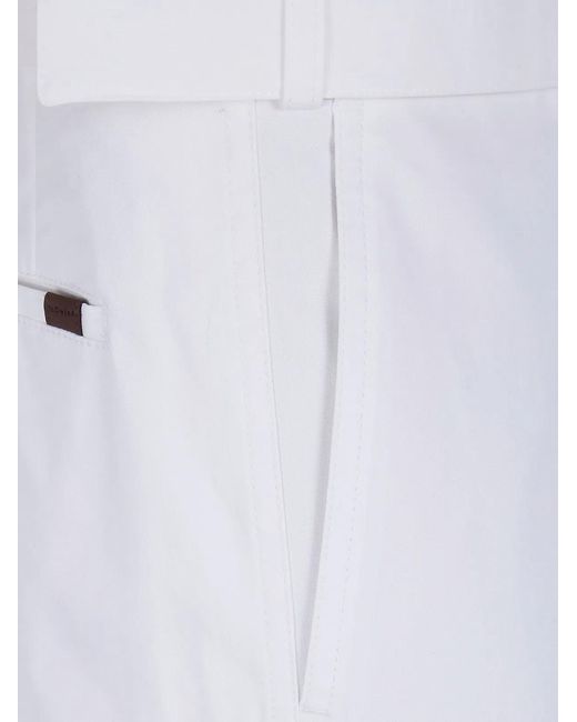 Incotex White Belted Classic Chino Trousers for men