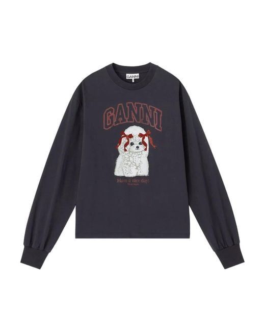 Ganni Blue Puddle Organic Cotton Sweater