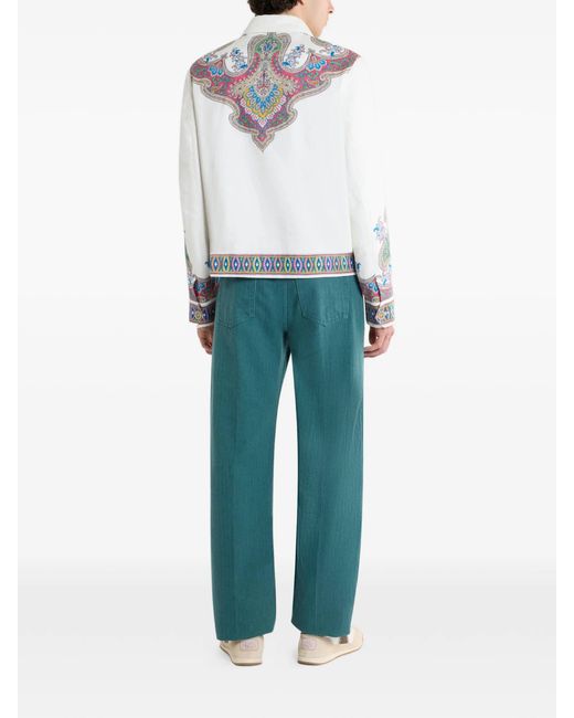Etro White Linen Viscose Outerwear for men