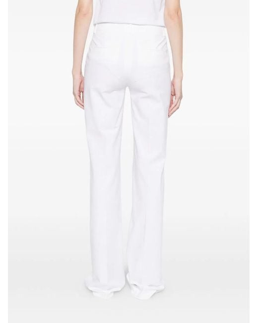 Via Masini 80 White Cotton Wide-Leg Trousers