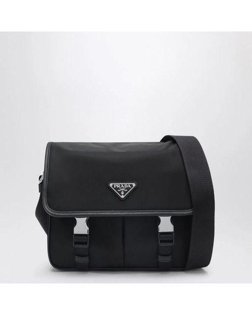 Prada Black Re-Nylon And Saffiano Leather Shoulder Bag for men
