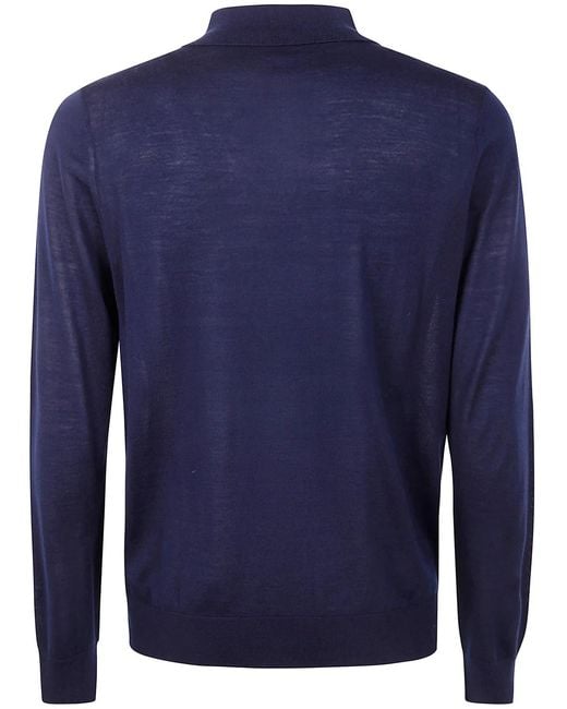 Paul Smith Blue Merino Wool Polo Shirt for men