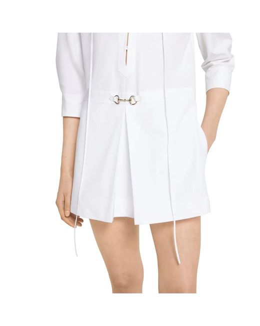 Gucci White Shirt Dress With Horsebit