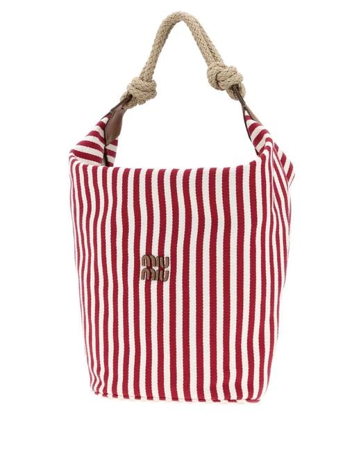 Miu Miu Embroidered Canvas Bucket Bag