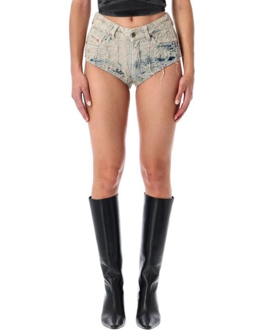 DIESEL Blue Distressed Denim Shorts