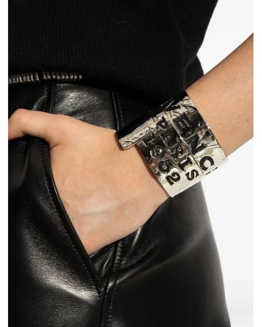 Givenchy White Tape Textured Metal Cuff Bracelet