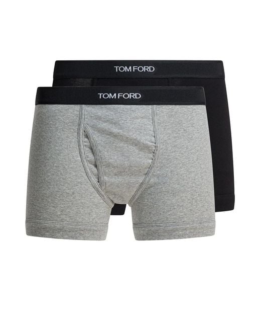 Tom Ford Gray Cotton Boxer Shorts With Logo for men