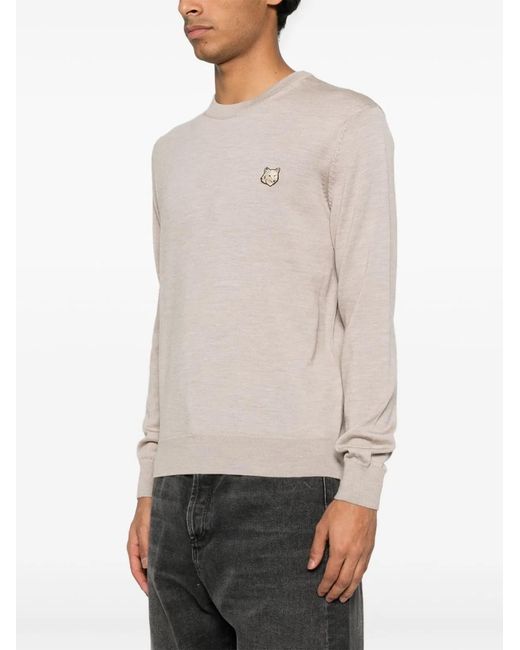 Maison Kitsuné Natural Maison Kitsuné Bold Fox Head Wool Jumper for men