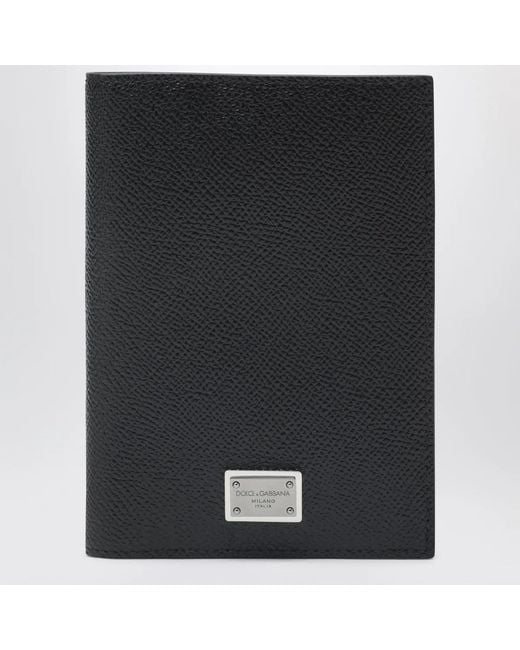 Dolce & Gabbana Black Dolce&Gabbana Passport Holder With Logo Plaque for men