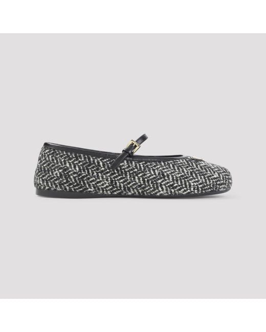 Prada Gray Ballerina With Ribbon