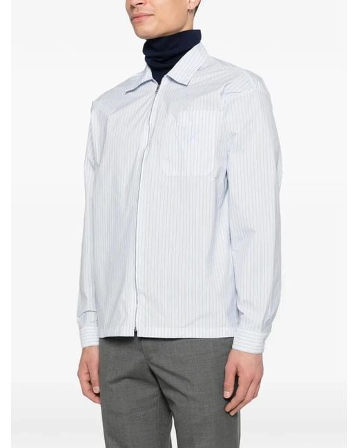 Prada White Striped Shirt With Full Zip for men