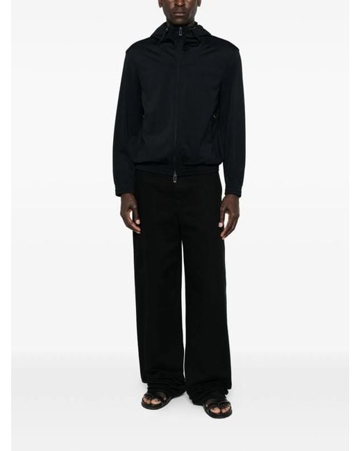 Emporio Armani Black Nylon Hooded Jacket for men