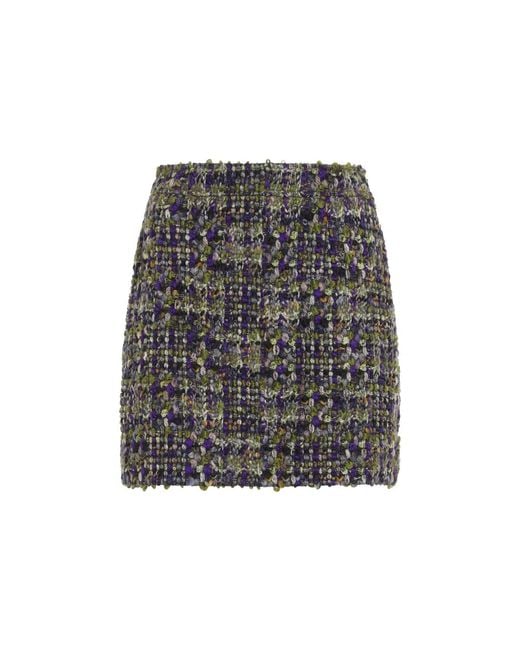 Saint Laurent Gray Kaki Verttweed Mini Skirt