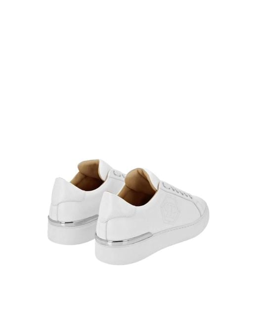 Philipp Plein White Hexagon Logo Low-Top Sneakers for men