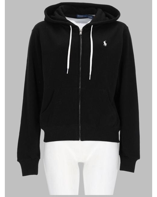 Polo Ralph Lauren Black Zip-Up Sweatshirt With Logo Cotton Sweatshirts