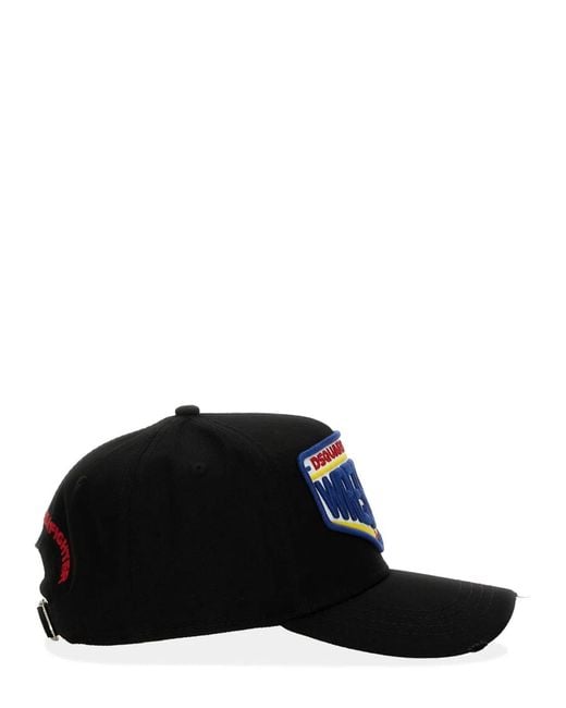 DSquared² Black Baseball Hat With Logo for men