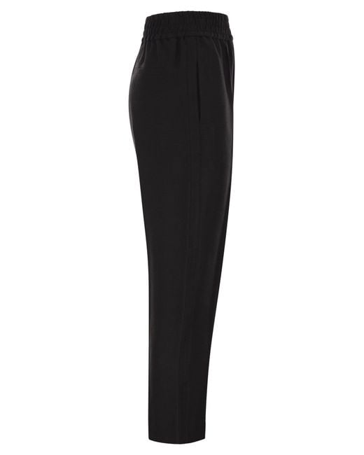 Brunello Cucinelli Black Baggy Pull-Up Trousers