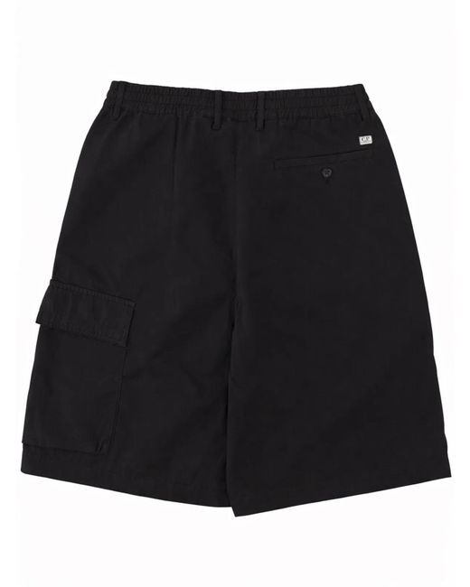C P Company Black C.P.Company Shorts Cargo Con Patch Logo for men